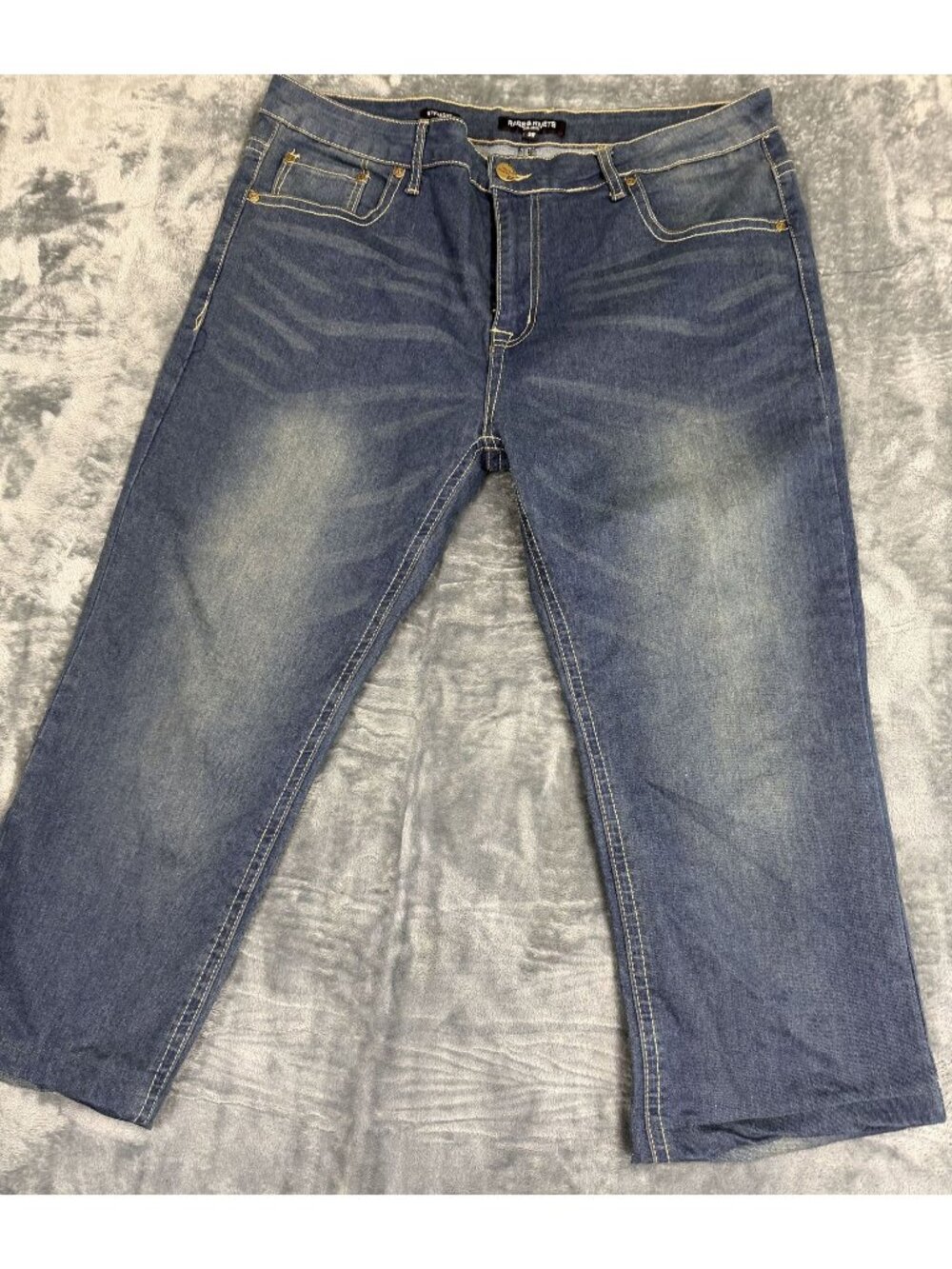 Rags & Rivets Mens Jeans Straight 38 Blue Denim Fade